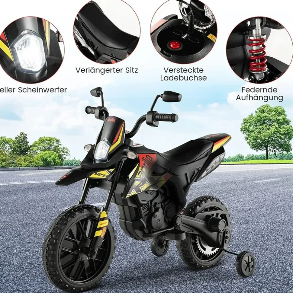 Costway Kinder Elektro Motorrad schwarz (12V)