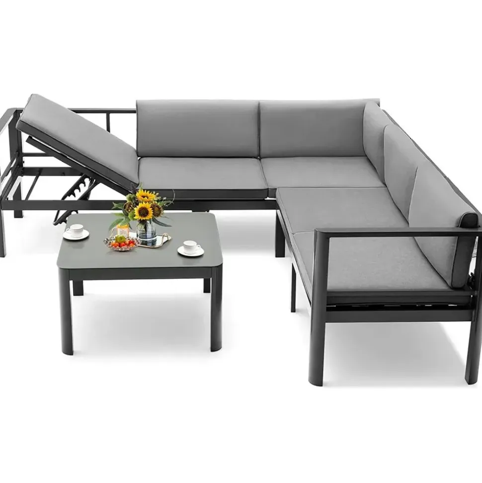 Costway Loungeset grau/weiß