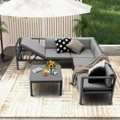 Costway Loungeset grau/weiß