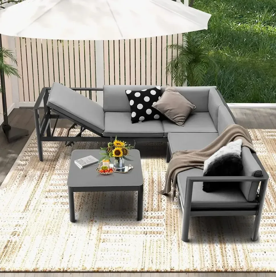 Costway Loungeset grau/weiß