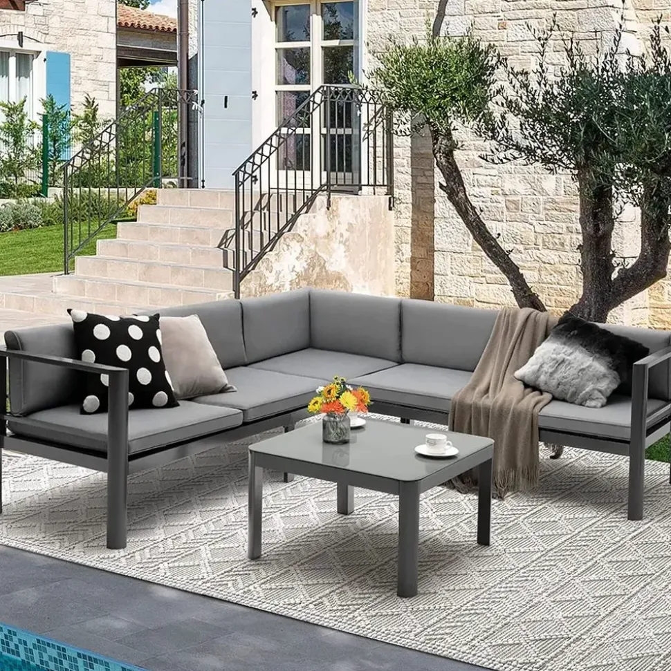 Costway Loungeset grau/weiß