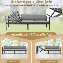 Costway Loungeset grau/weiß