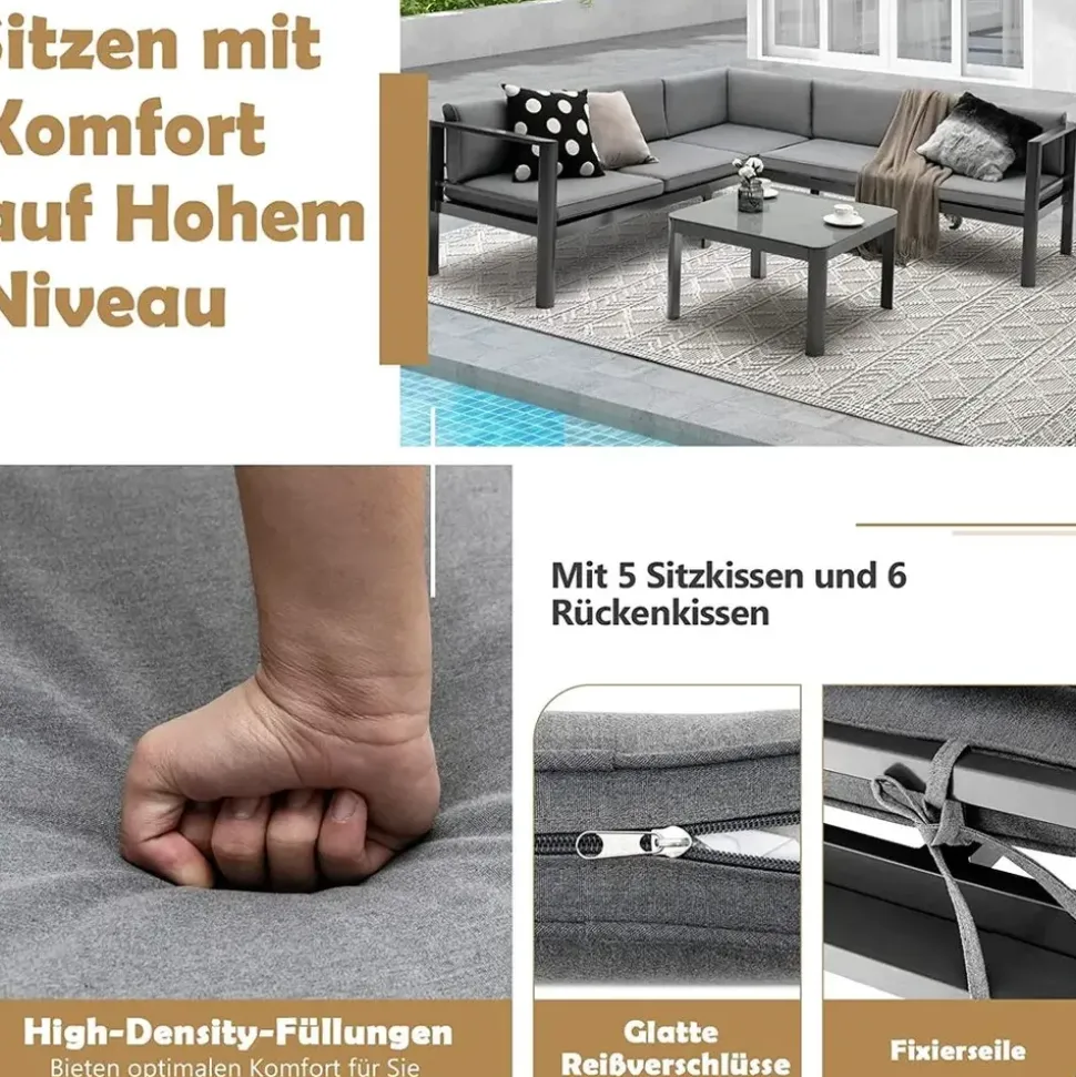 Costway Loungeset grau/weiß