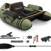 Costway Schlauchboot aufblasbar bis 150kg, Angelboot mit verstellbarer Rückenlehne, Pumpe, Paddel & Gurte, Fischerboot für Erwachsene 135x109x54cm - Grün