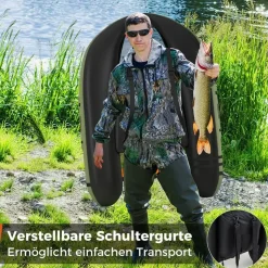 Costway Schlauchboot aufblasbar bis 150kg, Angelboot mit verstellbarer Rückenlehne, Pumpe, Paddel & Gurte, Fischerboot für Erwachsene 135x109x54cm - Grün