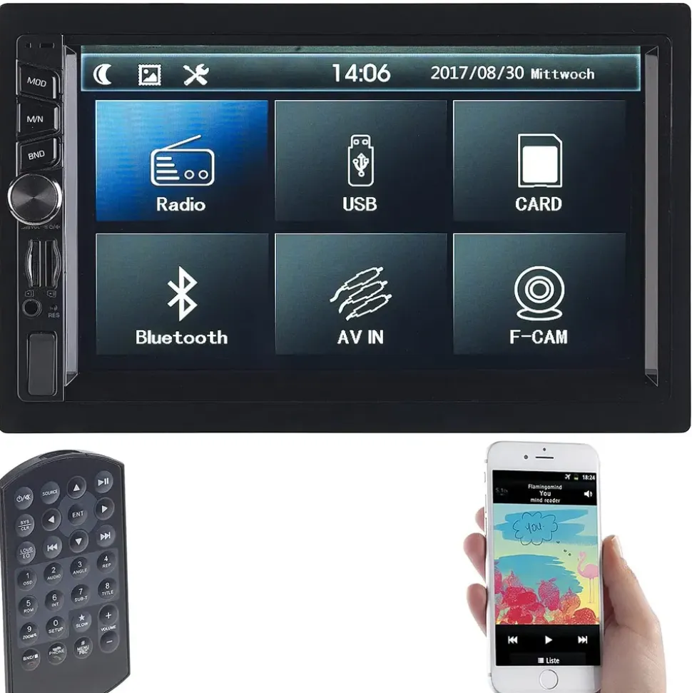 Creasono 2-DIN-MP3-Autoradio mit Touchdisplay, Bluetooth, Freisprecher, 4x 45 W