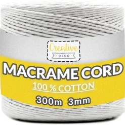 Creative Deco Makramee Garn Weiß 300 m
