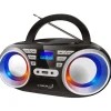 Cyberlux CD-Player mit LED-Discolichter CD/MP3/USB Radio Schwarz/Silber