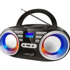 Cyberlux CD-Player mit LED-Discolichter CD/MP3/USB Radio Schwarz/Silber
