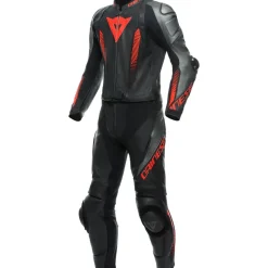 Dainese Laguna Seca 5 S26, Lederkombi 2tlg. - Schwarz/Grau/Neon-Rot - 52