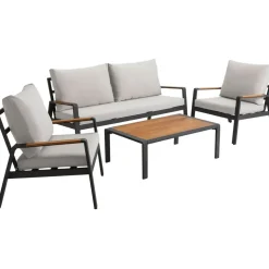 Dehner Milo Garten-Lounge-Set 4-tlg. grau