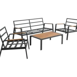Dehner Milo Garten-Lounge-Set 4-tlg. grau