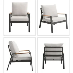 Dehner Milo Garten-Lounge-Set 4-tlg. grau