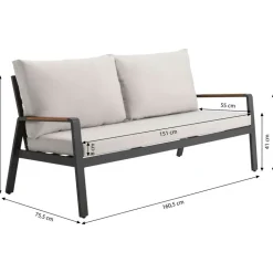 Dehner Milo Garten-Lounge-Set 4-tlg. grau