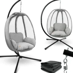 deluxe4home Hängesessel Hellgrau