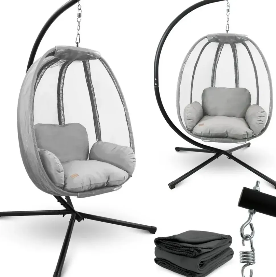 deluxe4home Hängesessel Hellgrau
