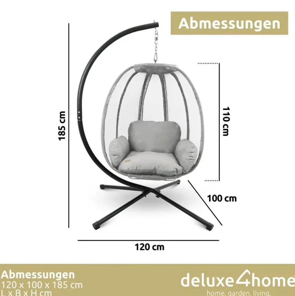 deluxe4home Hängesessel Hellgrau
