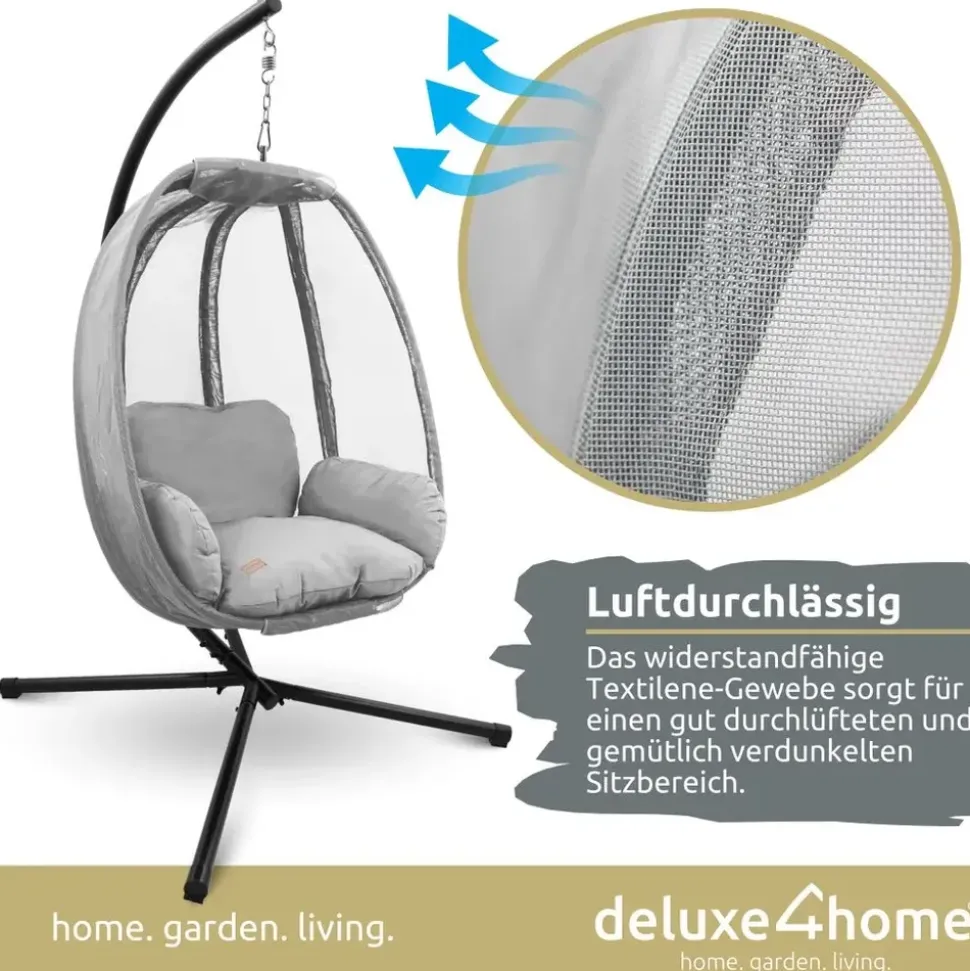 deluxe4home Hängesessel Hellgrau