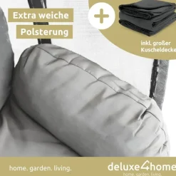 deluxe4home Hängesessel Hellgrau