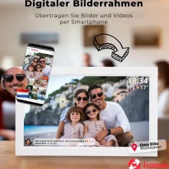 Denver Frameo PFF-1503 weiss 39,62 cm (15,6 Zoll) Bilderrahmen (16GB Speicher, 1920 x 1080 Pixel, 16:9 Seitenverhältnis)