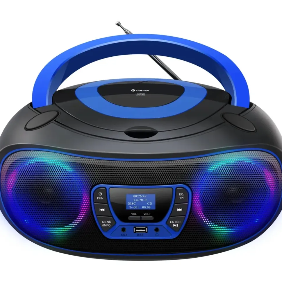 Denver TDB-212BU DAB+ Boombox mit DAB+/FM-Radio, Bluetooth-funktion, blau
