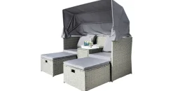 DER HOLZWURM Strandkorblounge Grau