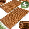 DEUBA Deuba® 2X Badematte Holz FSC®-zertifiziertes Akazienholz rutschfest Badvorleger Duschmatte Holzduschmatte Badezimmerteppich Dusch Vorleger Stabmuster