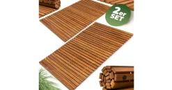 DEUBA Deuba® 2X Badematte Holz FSC®-zertifiziertes Akazienholz rutschfest Badvorleger Duschmatte Holzduschmatte Badezimmerteppich Dusch Vorleger Stabmuster