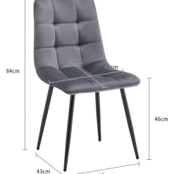 Deuline Esszimmerstuhl Milano Samt grau 4er Set