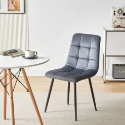 Deuline Esszimmerstuhl Milano Samt grau 4er Set