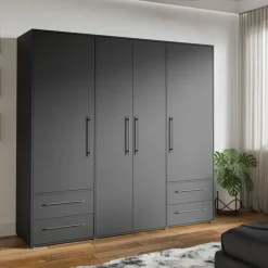 Die Möbelfundgrube Drehtürenschrank Mokkaris 205,9 x 200,1 x 58,8 cm schwarz