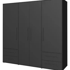 Die Möbelfundgrube Drehtürenschrank Mokkaris 205,9 x 200,1 x 58,8 cm schwarz