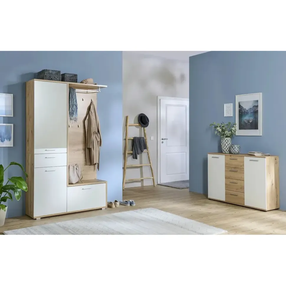Die Möbelfundgrube Jelsi 210 x 85 x 35 cm artisan eiche (nachbildung)/weiß