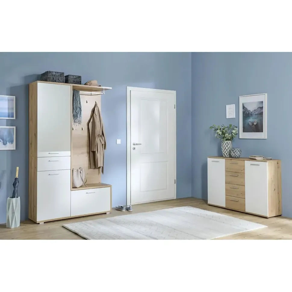 Die Möbelfundgrube Jelsi 210 x 85 x 35 cm artisan eiche (nachbildung)/weiß