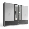 Die Möbelfundgrube Kleiderschrank JANNE mit Spiegel 272 x 211 x 55 cm Weiß/Graphit