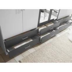 Die Möbelfundgrube Kleiderschrank JANNE mit Spiegel 272 x 211 x 55 cm Weiß/Graphit
