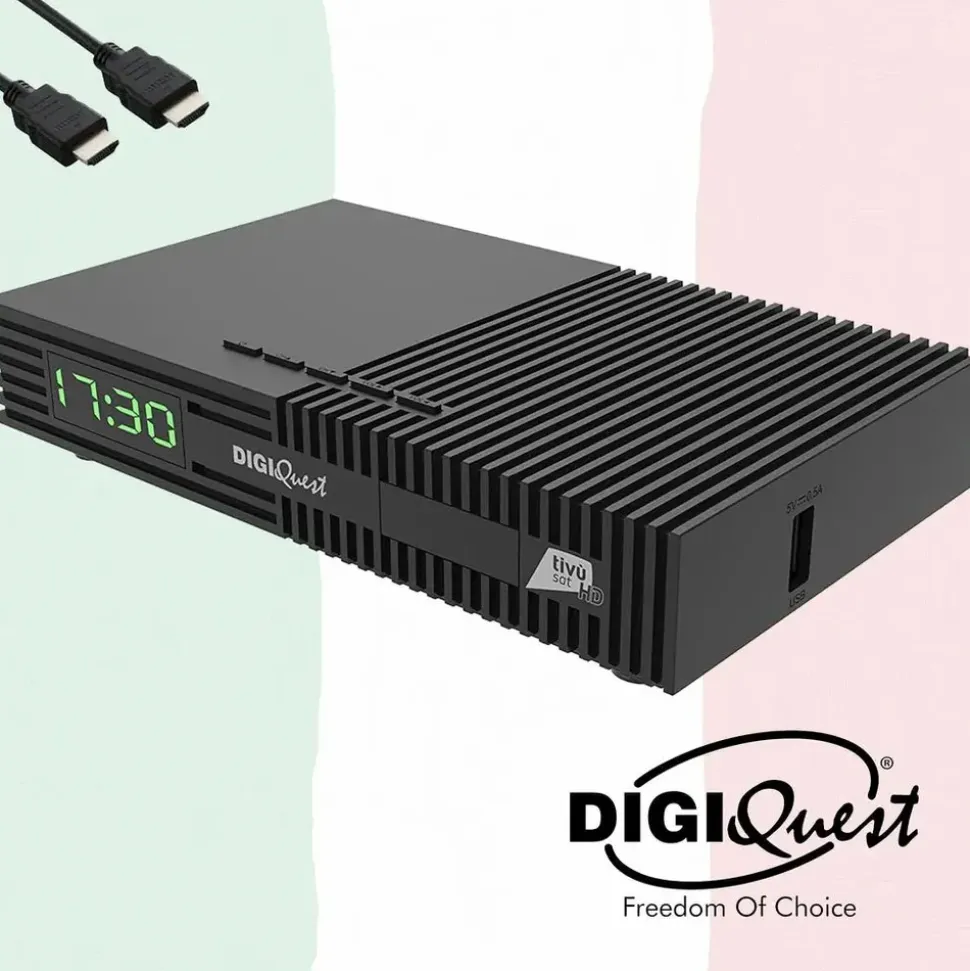 DIGIQuest Ti9 Full HD DVB-S2, HEVC – Italienisches Fernsehen (RAI, Mediaset, LA7) Hotbird 13° +