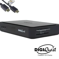 DIGIQuest TiVuSat Smartcard + DIGIQuest Q99 4K Combo Receiver mit WiFi Stick - tivùsat zertifiziert (nicht aktiviert), HEVC HDR, Rai Mediaset LA7, PVR ready, LAN, inkl. HDMI