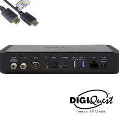 DIGIQuest TiVuSat Smartcard + DIGIQuest Q99 4K Combo Receiver mit WiFi Stick - tivùsat zertifiziert (nicht aktiviert), HEVC HDR, Rai Mediaset LA7, PVR ready, LAN, inkl. HDMI