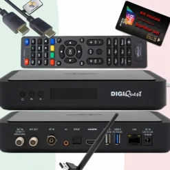 DIGIQuest TiVuSat Smartcard Schwarz + DIGIQuest Q99 4K Receiver mit WiFi Stick - tivùsat zertifiziert (bereits aktiviert), HEVC HDR, Rai Mediaset LA7, PVR ready, LAN, inkl. HDMI Kabel