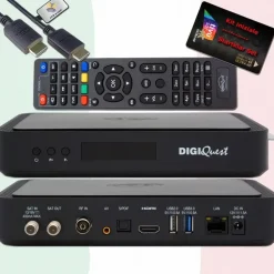 DIGIQuest TiVuSat Smartcard Schwarz + DIGIQuest Q99 4K Sat Receiver - tivùsat (bereits aktiviert), - Schwarz