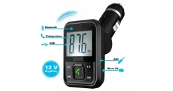 EAXUS Eaxus® FM Transmitter Auto Bluetooth - KFZ Auto Radio Adapter mit USB-Anschluss, microSD, AUX und Freisprecheinrichtung für Handy
