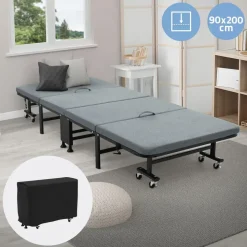 ECD Germany Gästebett Klappbett 90 x 200 cm grau