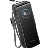 EcoFlow Powerbank 25000mAh 170W mit 100W integrierte einziehbare Kabel, 100W USB C Laptop Powerbank tragbares Ladegerät für iPhone 17/16/15 Series, MacBook, Samsung, Schwarz