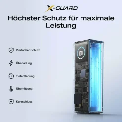 EcoFlow Powerbank 25000mAh 170W mit 100W integrierte einziehbare Kabel, 100W USB C Laptop Powerbank tragbares Ladegerät für iPhone 17/16/15 Series, MacBook, Samsung, Schwarz