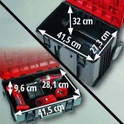 Einhell E-Case Tower Werkzeugkoffer 3-teilig rot|schwarz 440 x 385 x 605 mm