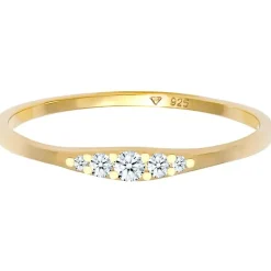 Elli Ringe - Ring Verlobungsring Diamant (0.07 ct) Bridal 925 S - Gr. 56 MM - in Gelbgold - für Damen