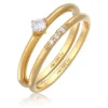 Elli Ring 925 Sterling Silber in Gold | Gr.: 54