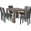 [en.casa] Esstisch Eiche antik mit 6 Stühlen dunkelgrau Kunstleder gepolstert 140x90 Essgruppe Esszimmer