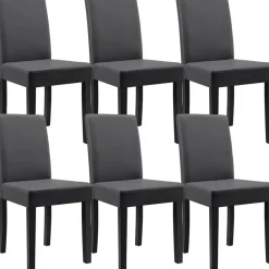 [en.casa] Esstisch Eiche antik mit 6 Stühlen dunkelgrau Kunstleder gepolstert 140x90 Essgruppe Esszimmer